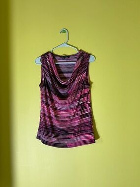 Vintage Kasper Striped Draped Cowl Neck Tank